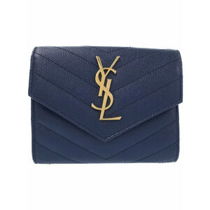 SAINT LAURENT Paris YSL Monogram Compact Threefold Wallet Tri fold Short